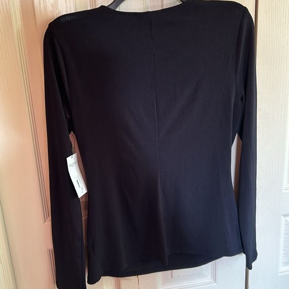 New w Tags Bold Elements Woman Dressy Top Black LS Gold Chain at the Neck Size M - Picture 4 of 5